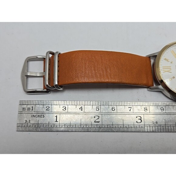 Fossil Gazer ES4161 Womens Watch White Dial Crystal Markers Leather New Battery - Picture 10 of 13